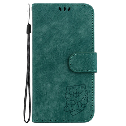 For iPhone 16 Plus Little Tiger Embossed Leather Phone Case(Green) by buy2fix