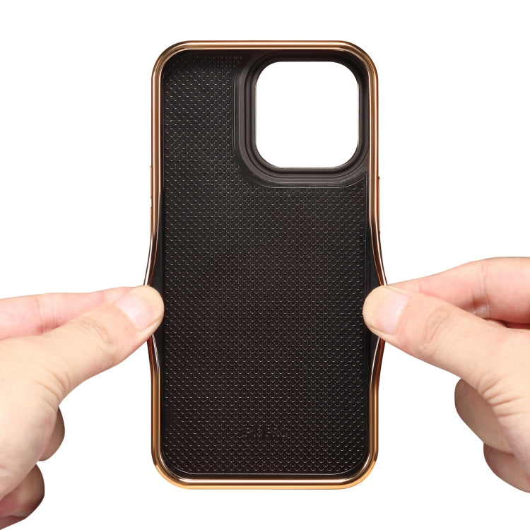For iPhone 13 Pro Max Denior Crocodile Texture Genuine Leather Electroplating Phone Case(Mocha Brown) - iPhone 13 Pro Max Cases by Denior | Online Shopping UK | buy2fix