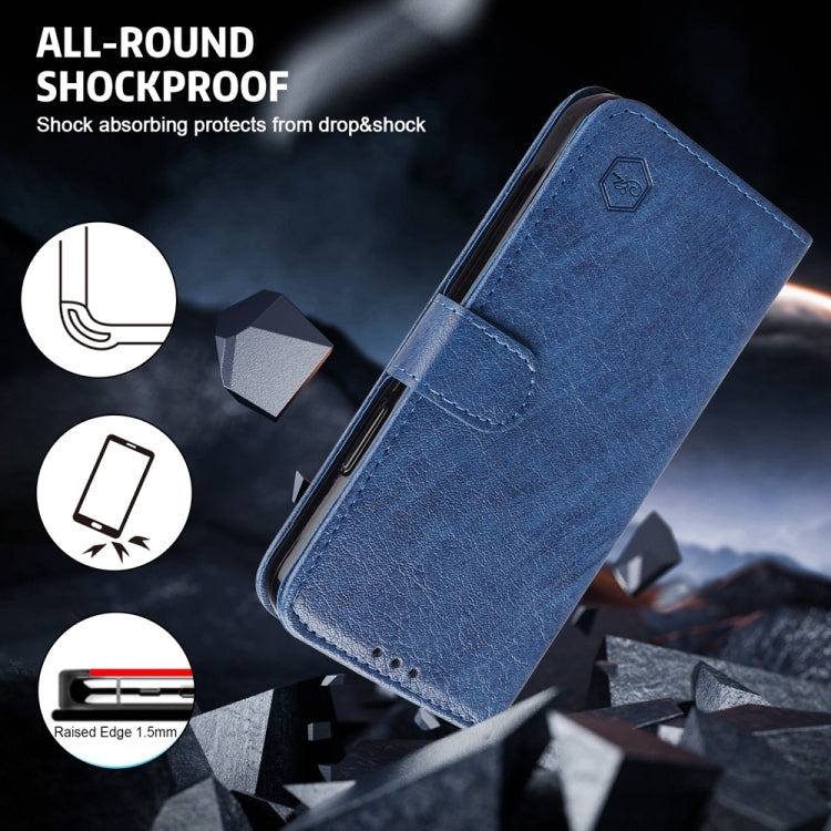 For Google Pixel 9 Pro Skin Feeling Oil Leather Texture PU + TPU Phone Case(Dark Blue) by buy2fix