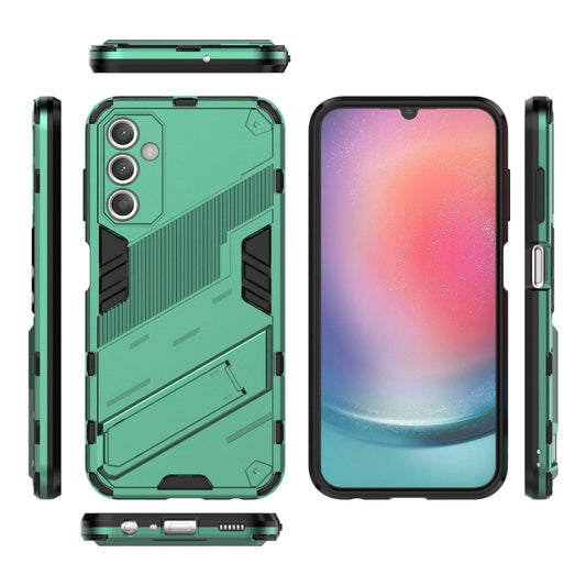 For Samsung Galaxy A25 5G Punk Armor 2 in 1 PC + TPU Shockproof Phone Case with Invisible Holder(Green) by buy2fix