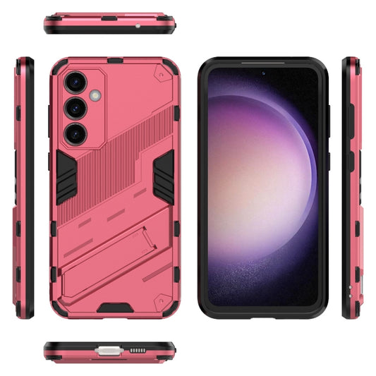 For Samsung Galaxy S23 FE 5G Punk Armor 2 in 1 PC + TPU Shockproof Phone Case with Invisible Holder(Light Red) by buy2fix