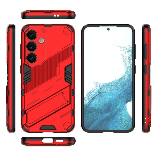 For Samsung Galaxy S24 5G Punk Armor 2 in 1 PC + TPU Shockproof Phone Case with Invisible Holder(Red) by buy2fix
