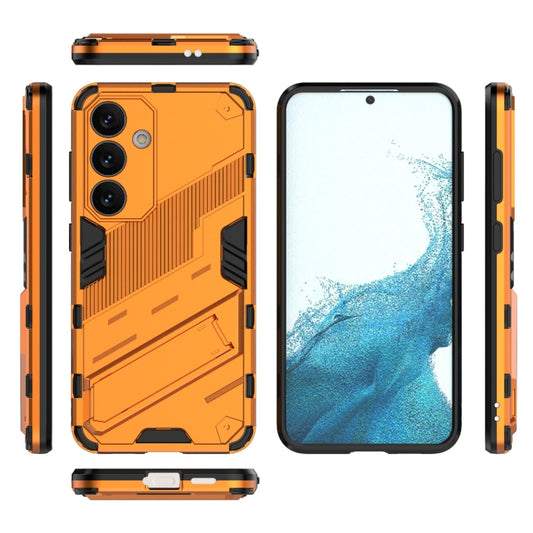 For Samsung Galaxy S24 5G Punk Armor 2 in 1 PC + TPU Shockproof Phone Case with Invisible Holder(Orange) by buy2fix