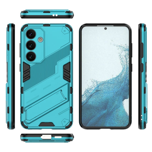 For Samsung Galaxy S24 5G Punk Armor 2 in 1 PC + TPU Shockproof Phone Case with Invisible Holder(Blue) by buy2fix