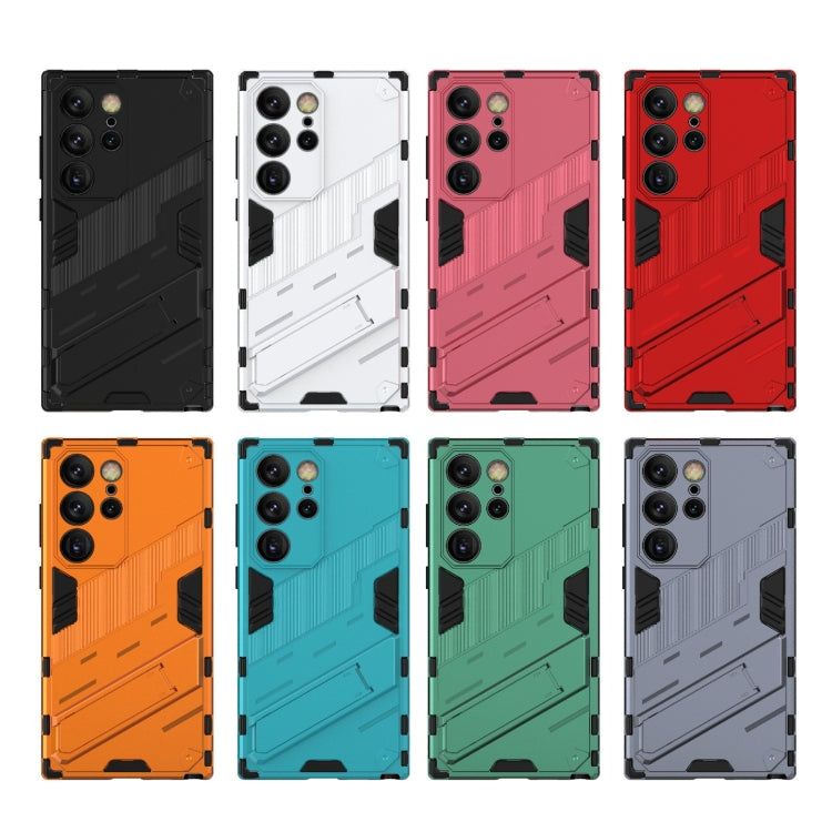 For Samsung Galaxy S24 Ultra 5G Punk Armor 2 in 1 PC + TPU Shockproof Phone Case with Invisible Holder(Grey) by buy2fix