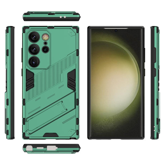 For Samsung Galaxy S24 Ultra 5G Punk Armor 2 in 1 PC + TPU Shockproof Phone Case with Invisible Holder(Green) by buy2fix