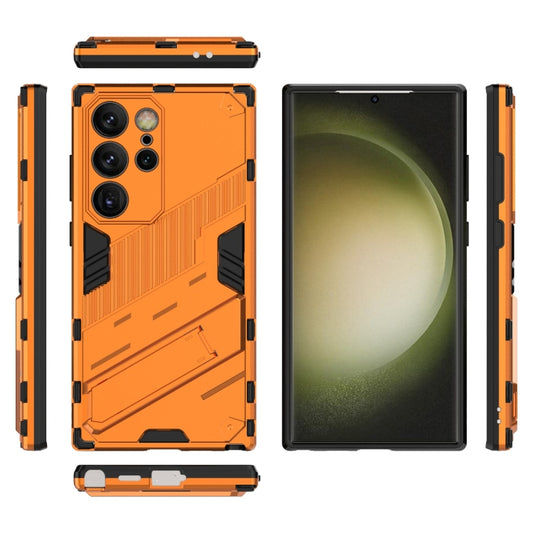 For Samsung Galaxy S24 Ultra 5G Punk Armor 2 in 1 PC + TPU Shockproof Phone Case with Invisible Holder(Orange) by buy2fix