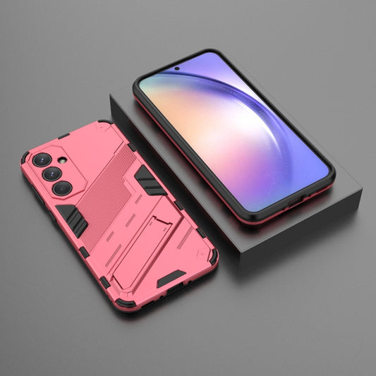 For Samsung Galaxy A35 5G Punk Armor 2 in 1 PC + TPU Shockproof Phone Case with Invisible Holder(Light Red) by buy2fix