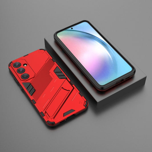 For Samsung Galaxy A55 5G Punk Armor 2 in 1 PC + TPU Shockproof Phone Case with Invisible Holder(Red) by buy2fix
