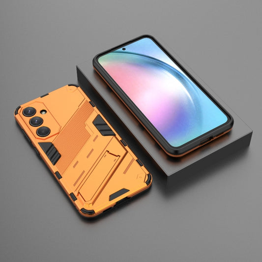 For Samsung Galaxy A55 5G Punk Armor 2 in 1 PC + TPU Shockproof Phone Case with Invisible Holder(Orange) by buy2fix