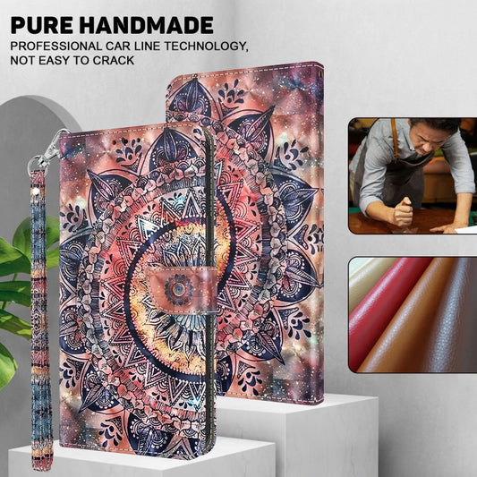 For iPhone 16 Pro Max 3D Painted Leather Phone Case(Colorful Mandala) by buy2fix
