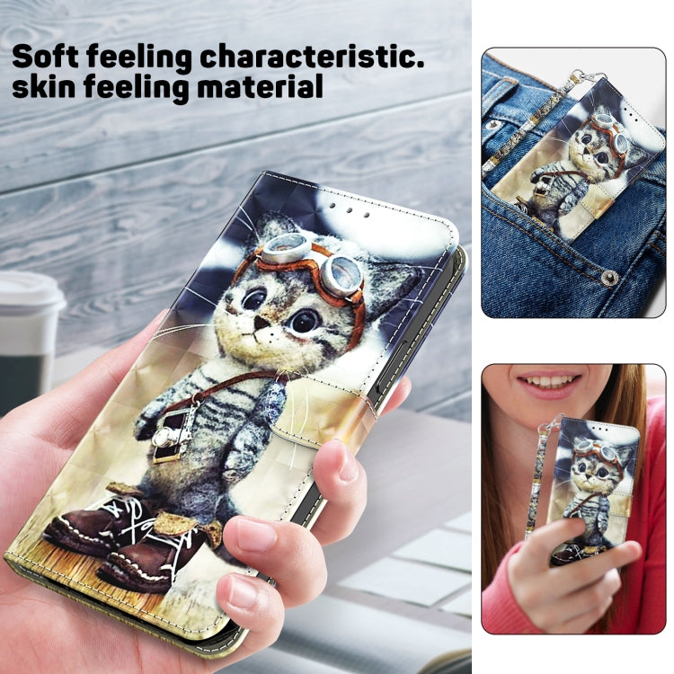 For iPhone 16 Plus 3D Painted Leather Phone Case(Naughty Cat) by buy2fix