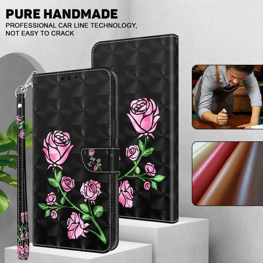 For iPhone 16 Plus 3D Painted Leather Phone Case(Rose) by buy2fix