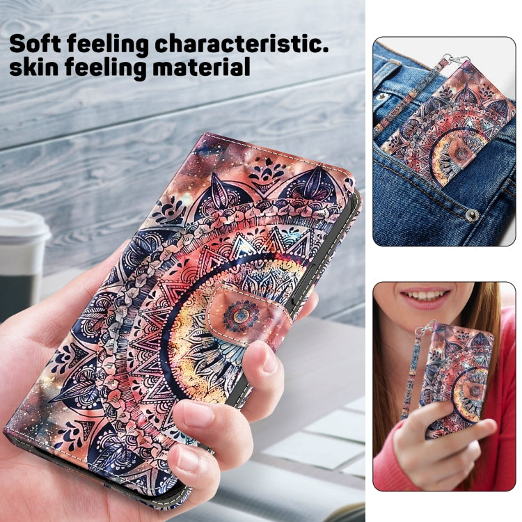 For iPhone 16 Plus 3D Painted Leather Phone Case(Colorful Mandala) by buy2fix