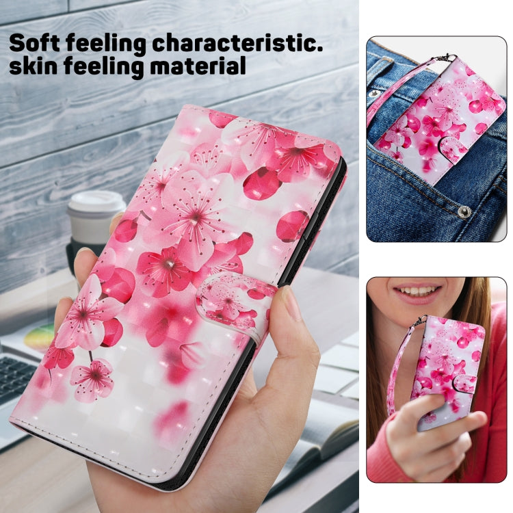 For iPhone 16 Plus 3D Painted Leather Phone Case(Red Flower) by buy2fix