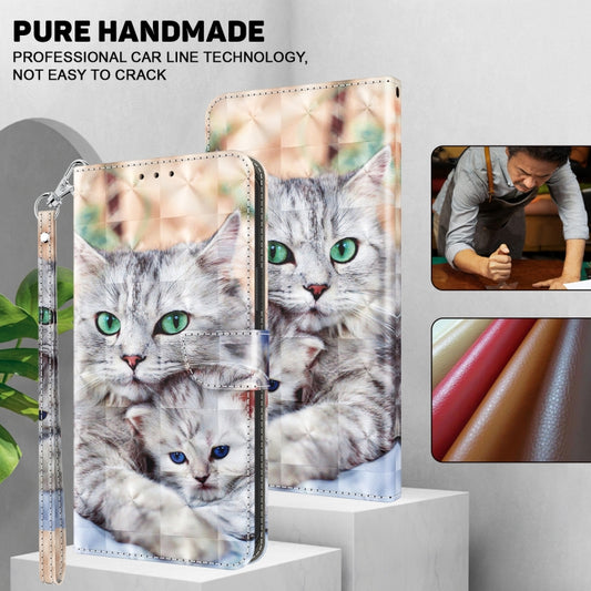 For iPhone 16 3D Painted Leather Phone Case(Two Loving Cats) by buy2fix