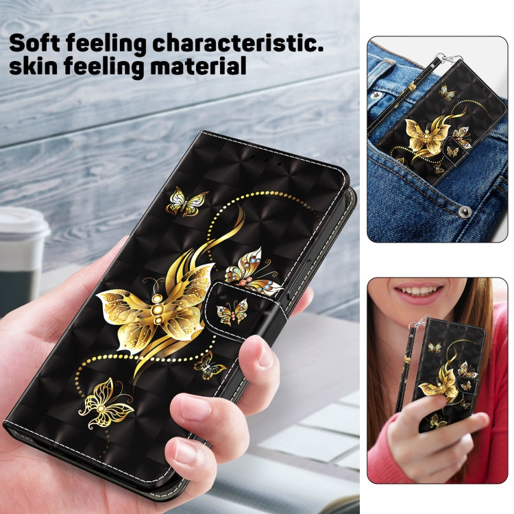 For iPhone 16 3D Painted Leather Phone Case(Golden Swallow Butterfly) by buy2fix