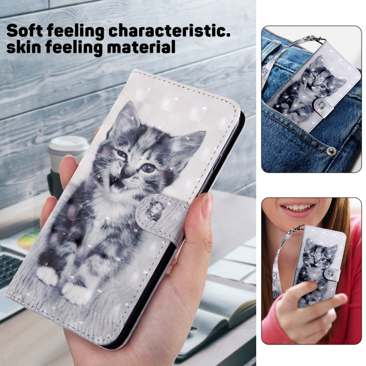 For iPhone 16 3D Painted Leather Phone Case(Smile Cat) by buy2fix