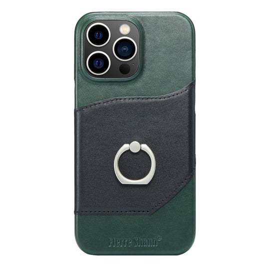 For iPhone 15 Pro Max Fierre Shann Oil Wax Texture Genuine Leather Back Cover Phone Case(Black) by FIERRE SHANN