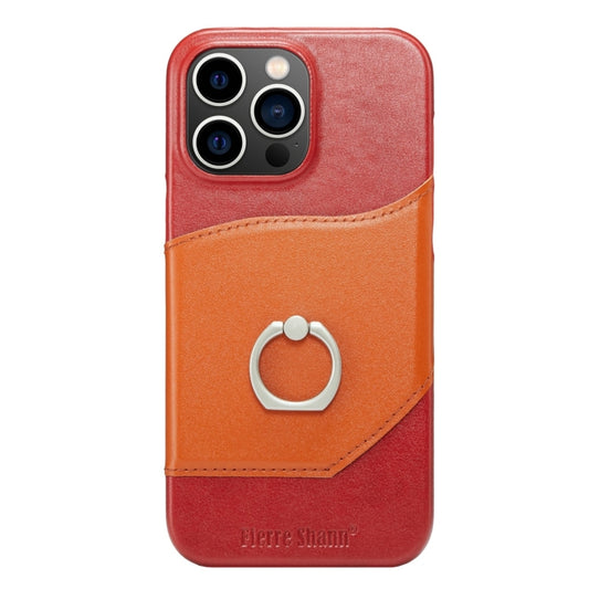For iPhone 15 Pro Fierre Shann Oil Wax Texture Genuine Leather Back Cover Phone Case(Red) - iPhone 15 Pro Cases by FIERRE SHANN | Online Shopping UK | buy2fix