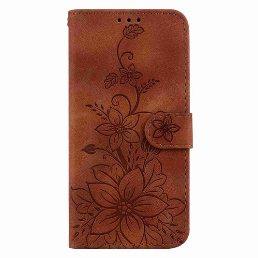 For Samsung Galaxy S24+ 5G Lily Embossed Leather Phone Case(Brown) by buy2fix
