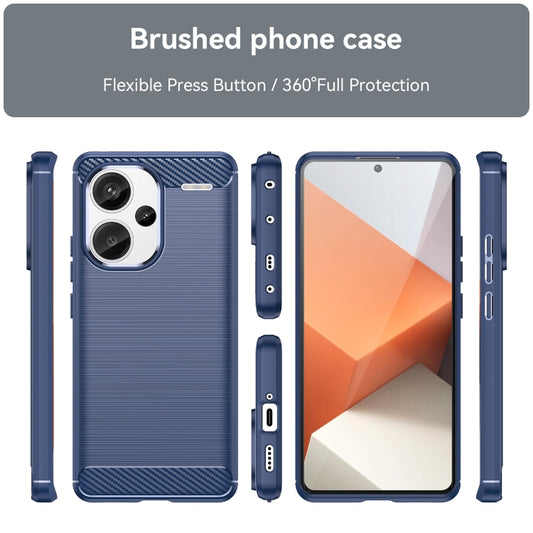 For Xiaomi Redmi Note 13 Pro+ Brushed Texture Carbon Fiber TPU Phone Case(Blue) by buy2fix