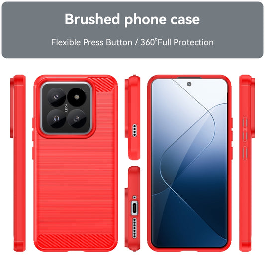 For Xiaomi 14 Pro Brushed Texture Carbon Fiber TPU Phone Case(Red) by buy2fix