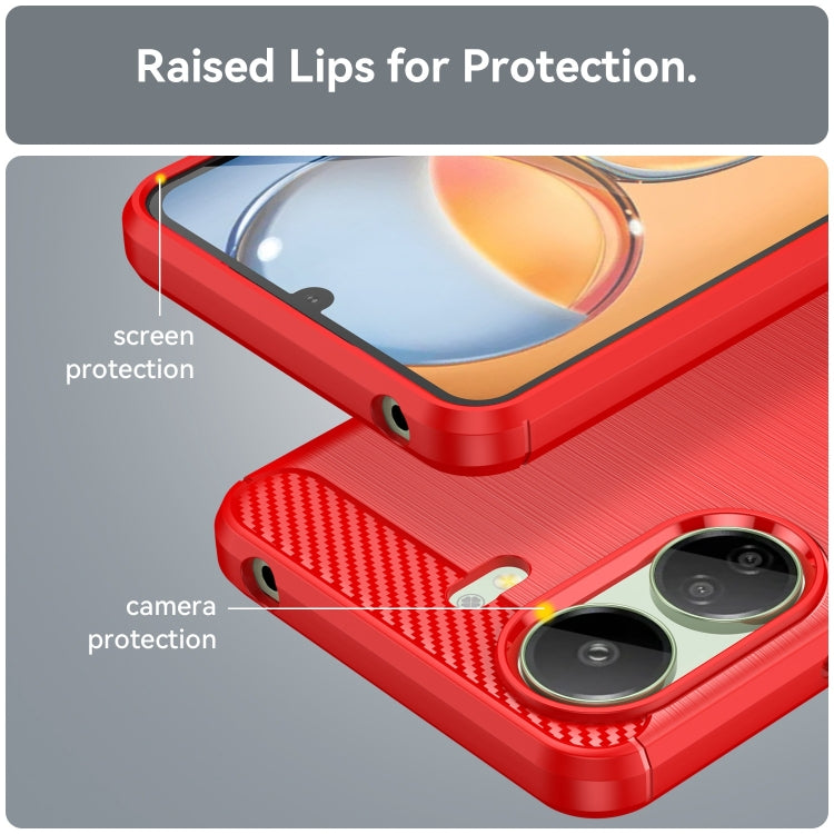 For Xiaomi Redmi 13C 5G Brushed Texture Carbon Fiber TPU Phone Case(Red) by buy2fix
