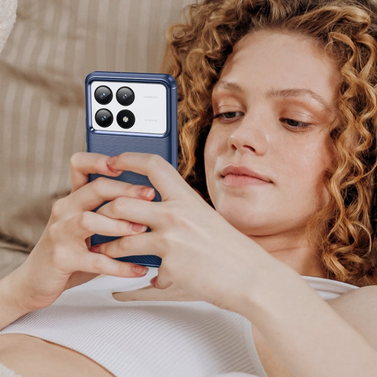 For Xiaomi Redmi K70 Pro Brushed Texture Carbon Fiber TPU Phone Case(Blue) by buy2fix