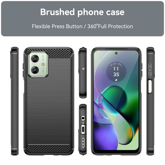 For Motorola Moto G54 Global Brushed Texture Carbon Fiber TPU Phone Case(Black) by buy2fix