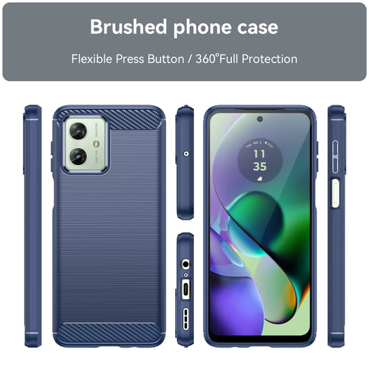 For Motorola Moto G54 Global Brushed Texture Carbon Fiber TPU Phone Case(Blue) by buy2fix
