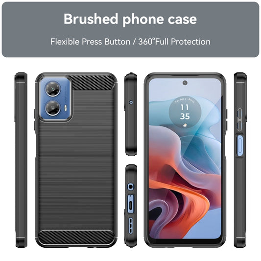 For Motorola Moto G34 Brushed Texture Carbon Fiber TPU Phone Case(Black) by buy2fix