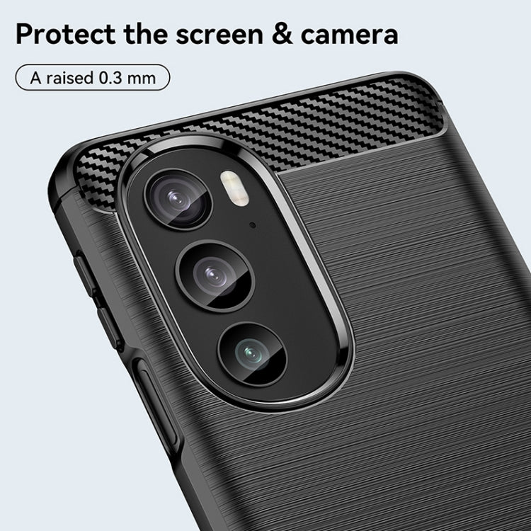 For Motorola Edge+ 2022 Brushed Texture Carbon Fiber TPU Phone Case(Black) by buy2fix