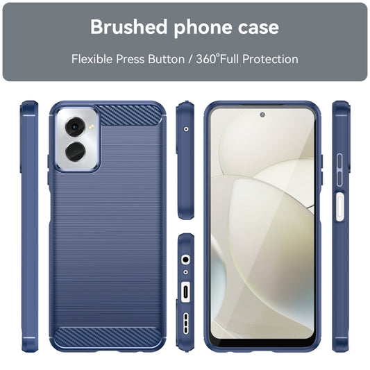 For Motorola Moto G Power 2024 Brushed Texture Carbon Fiber TPU Phone Case(Blue) by buy2fix