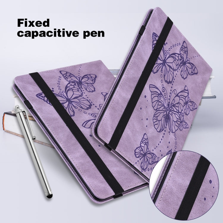 For Samsung Galaxy Tab S9 Embossed Butterfly Pattern Leather Tablet Case(Purple) by buy2fix