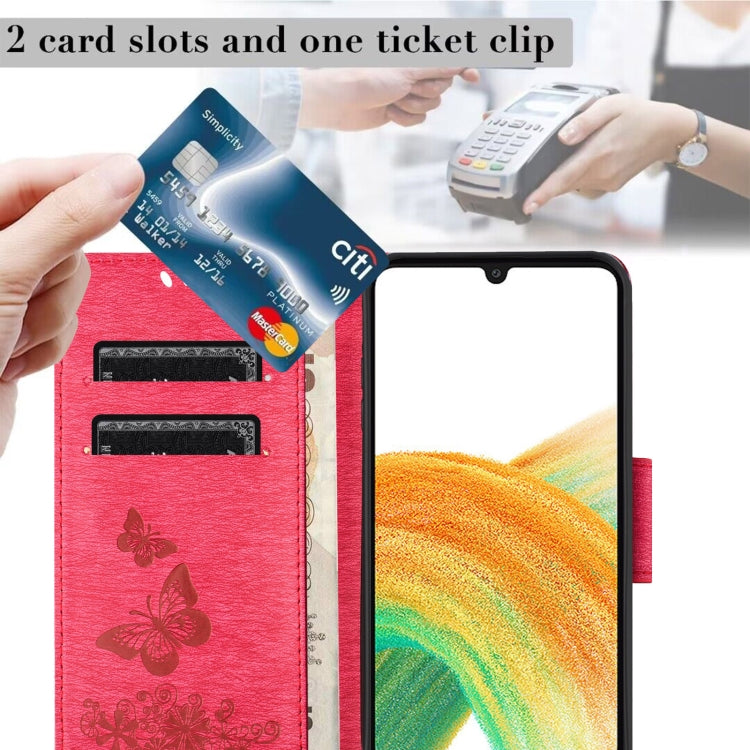 For Samsung Galaxy S24 5G Butterfly Embossed Flip Leather Phone Case(Pink) by buy2fix