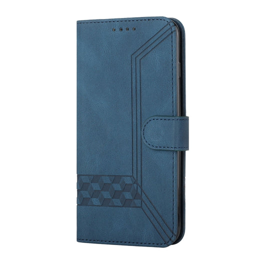 For Motorola Edge 40 Cubic Skin Feel Flip Leather Phone Case(Blue) by buy2fix