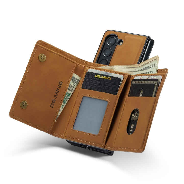 For Samsung Galaxy Z Fold5 DG.MING M1 Series 3-Fold Multi Card Wallet + Magnetic Phone Case(Brown) by DG.MING