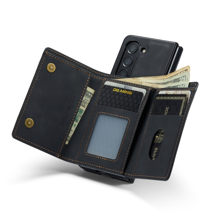 For Samsung Galaxy Z Fold5 DG.MING M1 Series 3-Fold Multi Card Wallet + Magnetic Phone Case(Black) by DG.MING