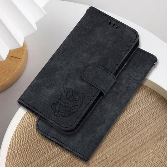 For Motorola Moto G Play 4G 2024 Little Tiger Embossed Leather Phone Case(Black) by buy2fix