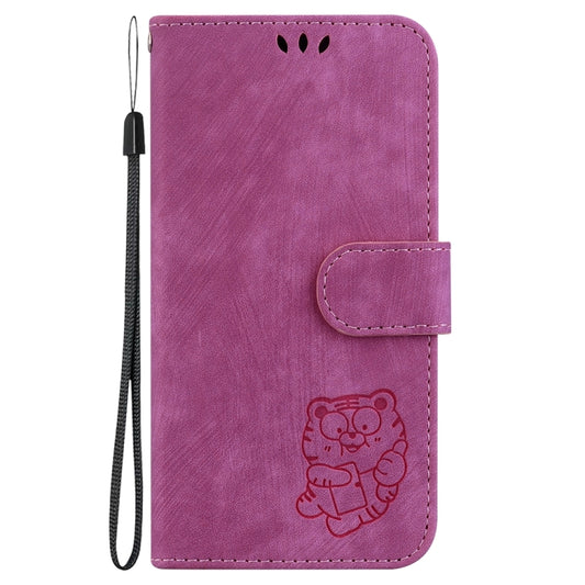 For Motorola Edge 2024 Little Tiger Embossed Leather Phone Case(Rose Red) by buy2fix