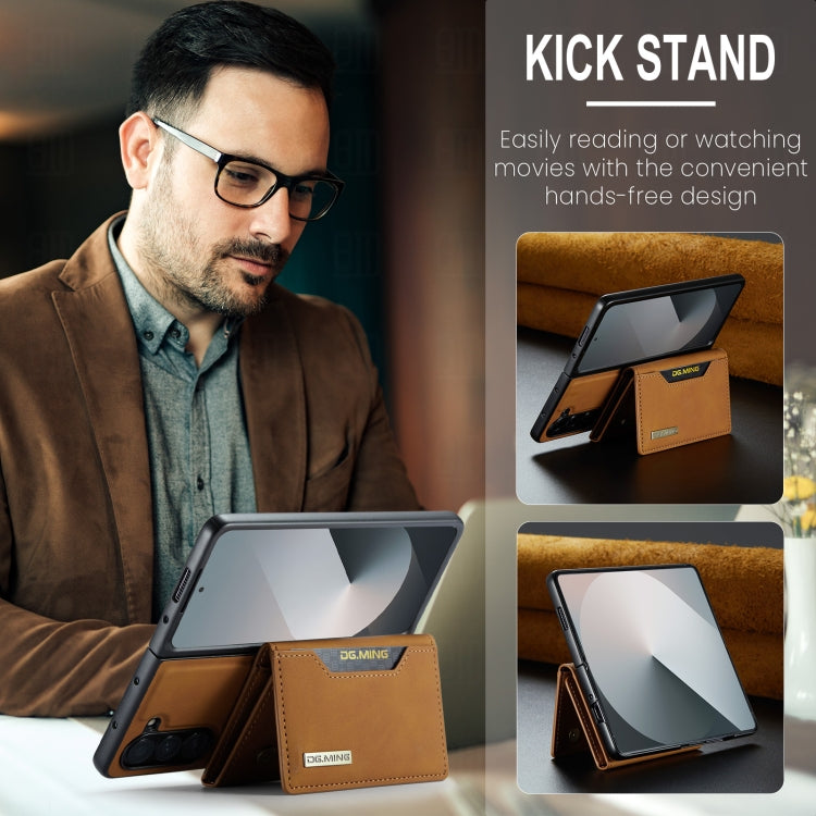 For Samsung Galaxy Z Fold6 DG.MING M2 Series 3-Fold Multi Card Bag + Magnetic Phone Case(Brown) by DG.MING