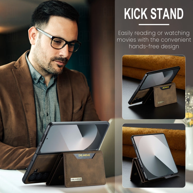 For Samsung Galaxy Z Fold6 DG.MING M2 Series 3-Fold Multi Card Bag + Magnetic Phone Case(Coffee) by DG.MING