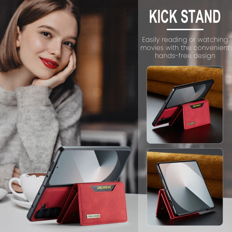 For Samsung Galaxy Z Fold6 DG.MING M2 Series 3-Fold Multi Card Bag + Magnetic Phone Case(Red) by DG.MING