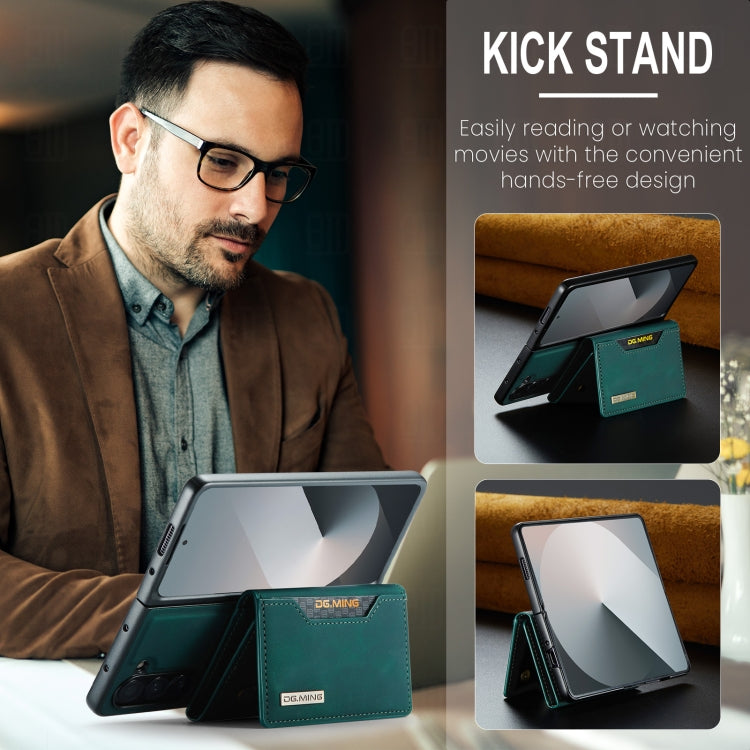 For Samsung Galaxy Z Fold6 DG.MING M2 Series 3-Fold Multi Card Bag + Magnetic Phone Case(Green) by DG.MING