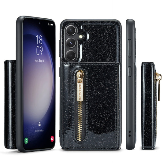 For Samsung Galaxy S23 FE 5G DG.MING M3 Series Glitter Powder Card Bag Leather Case(Black) by DG.MING