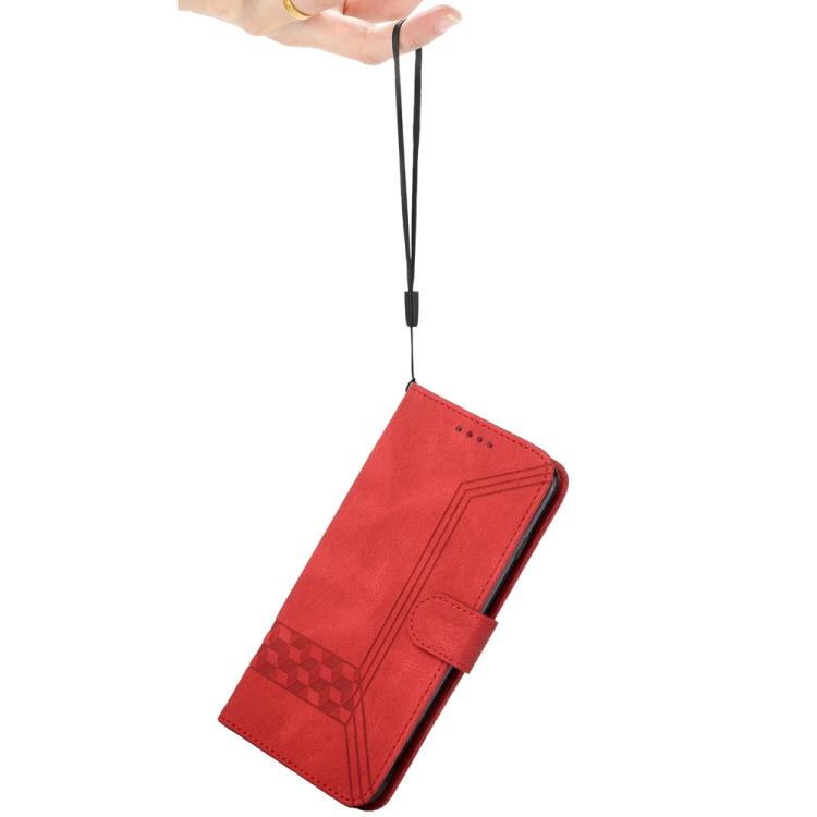 For iPhone 17 Pro Cubic Skin Feel Flip Leather Phone Case(Red) - iPhone 17 Pro Cases by buy2fix | Online Shopping UK | buy2fix