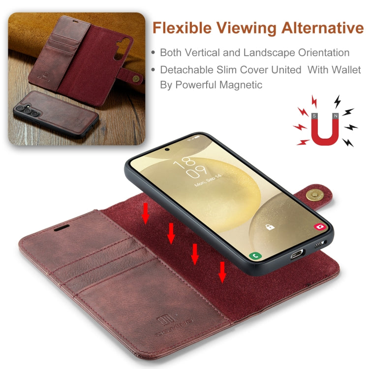 For Samsung Galaxy S24+ 5G DG.MING Crazy Horse Texture Detachable Magnetic Leather Case(Red) by DG.MING