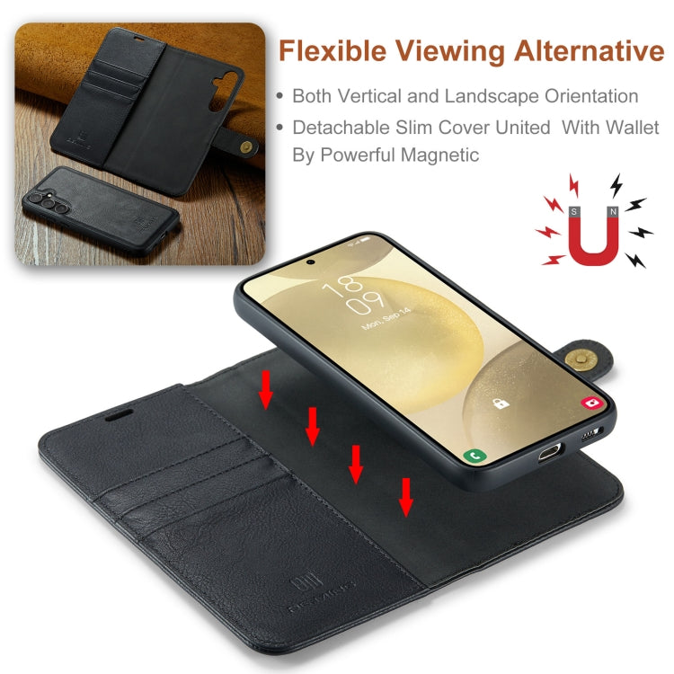 For Samsung Galaxy S24+ 5G DG.MING Crazy Horse Texture Detachable Magnetic Leather Case(Black) by DG.MING