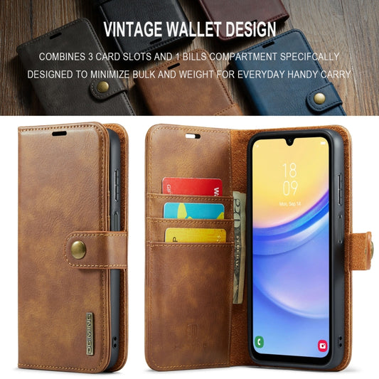 For Samsung Galaxy A15 5G / A15 4G DG.MING Crazy Horse Texture Detachable Magnetic Leather Case(Brown) by DG.MING
